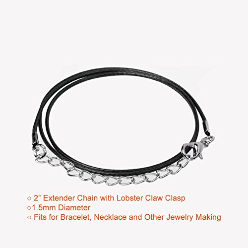 PAXCOO 4336827944 100Pcs Black Waxed Cord with Clasp Bulk for Bracelet Necklace and Jewelry Making (20 Inches)