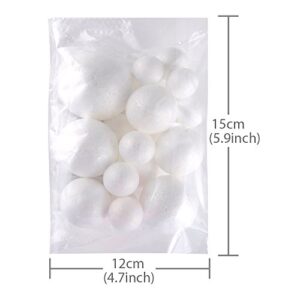 Pllieay 20 Pieces 5 Sizes White Foam Balls Polystyrene Craft Balls Art Decoration Foam Balls for Art, Craft, Household, School Projects and Party Decoration