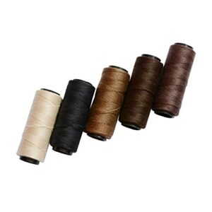 5 Rolls Sewing Threads Using for Hand Sewing Hair Extensions Making Wigs DIY (Black, Brown, Dark Brown, Beige, Khaki)