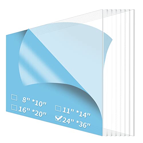 Art3d 5-Pack of 24×36" PET/Plexiglass Sheets, Transparent Clear Flexible Plastic Sheet Panels for Craft, Picture Frames, Sign Blank, DIY Display Project