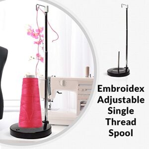 Embroidex Adjustable Single Thread Spool Holder – Stand Alone Embroidery, Sewing or Quilting Thread Holder or Stand – Ensures Smoother Feed = Heavy Plastic Base