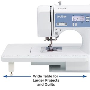 Brother XR9550 Sewing and Quilting Machine, Computerized, 165 Built-in Stitches, LCD Display, Wide Table, 8 Included Presser Feet, 20x12x17, White