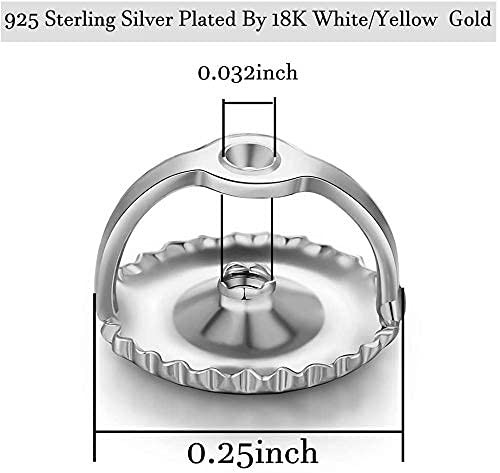 2 Pairs14k Gold Plated Screw Earring Backs 925 Sterling Silver Screw On Earring Backs for Studs,Hypoallergenic Screw Backs for Earrings Fit Threaded Post 0.032''