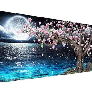 pchmcu 5d lake diamond painting , diamond painting moon kits for adults，diy full drill crystal rhinestone arts and crafts, gem art paints with diamond home wall decor 27.5 x 15.7inch