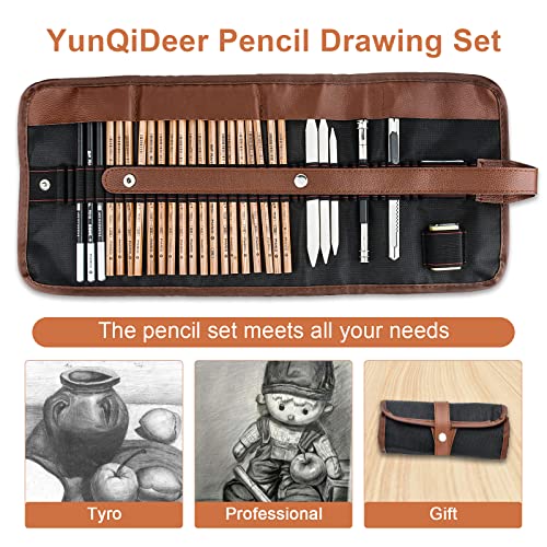 YunQiDeer Drawing Pencils, Sketch Pencils Art Supplies Kit for Kids Adults, Professional Sketching Art Graphite Charcoal Pencils Set