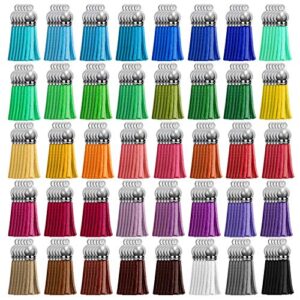 tassels, cridoz 200pcs leather keychain tassels bulk for crafts, keychains supplies, acrylic keychain blanks, charms, earrings, bracelets and jewelry making (40 colors)