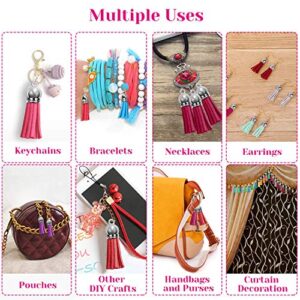 Tassels, Cridoz 200pcs Leather Keychain Tassels Bulk for Crafts, Keychains Supplies, Acrylic Keychain Blanks, Charms, Earrings, Bracelets and Jewelry Making (40 Colors)