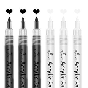 isightguard acrylic paint pens ,6 pack black white paint markers, paint pens for rock painting stone ceramic glass wood plastic glass metal canvas,drawing, water-based acrylic paint sets