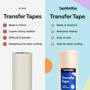 12" x 100' Roll of Clear Vinyl Transfer Tape for Craft Die Cutters. Premium-Grade, High Tack Application Tape for Vinyl Letters, Stickers, and Graphics