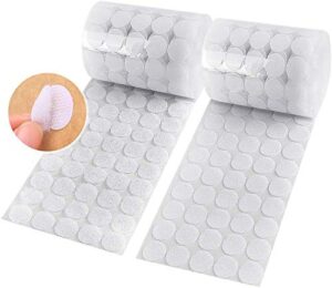 hompie 400pcs (200 pair sets) 15mm diameter sticky back hook coins, self adhesive dots loop tapes for diy crafts office classroom (white)