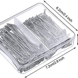 150 pcs T-pins for Blocking Knitting, Modelling,Wig Making and Crafts, Stainless Steel Nickel Plated with Storage Box (1.5inch，2 inch)