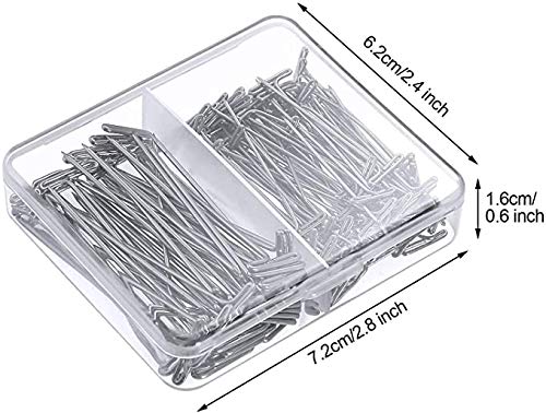 150 pcs T-pins for Blocking Knitting, Modelling,Wig Making and Crafts, Stainless Steel Nickel Plated with Storage Box (1.5inch，2 inch)