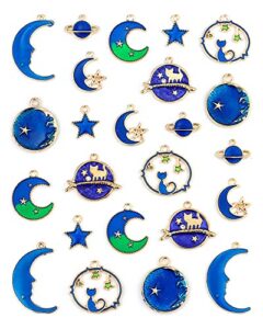 jialeey assorted gold plated enamel cat moon star celestial charm pendant diy for earrings necklace bracelet jewelry making and crafting