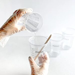 50-Pack Disposable Epoxy Resin Mixing Cups with Measurements - Pixiss Mixing Cups for Epoxy Resin, Epoxy Mixing Containers, Epoxy Cups For Epoxy Measuring Cups - 20 Resin Mixing Sticks