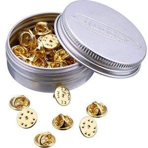 brass clutch badge insignia clutches pin backs replacement (gold, 50 pieces)
