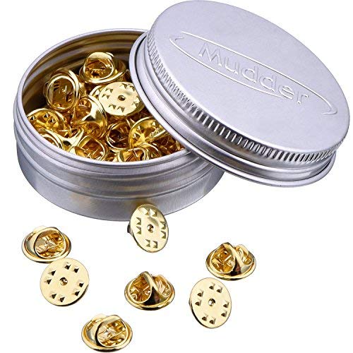 Brass Clutch Badge Insignia Clutches Pin Backs Replacement (Gold, 50 Pieces)