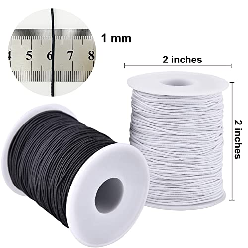 Elastic String for Bracelets, 2 Rolls 1 mm Sturdy Stretchy Elastic Cord for Jewelry Making, Necklaces, Beading