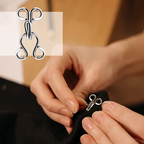 KACOLA 60 Set Sewing Hook and Eye Latch for Clothing, Bra Hooks Replacement, Large Hooks and Eyes Clasps for Clothing, Sewing DIY Craft, 3 Sizes 23/17/12.5mm, Black and Silver