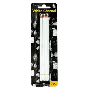 professional white charcoal pencils set – brusarth 3 pieces sketch highlight white pencils for drawing, sketching, shading, blending, white chalk pencils for beginners & artists