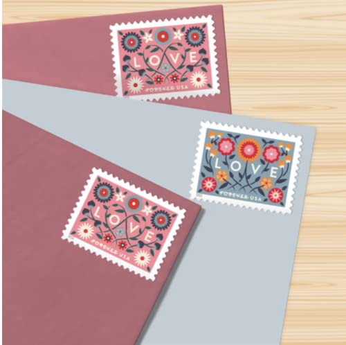 2022 Love US Postal Forever First-Class Self-Adhesive Postage Stamps Holiday, Weddings, Celebrations, Valentine's Day (5 Sheets of 20 Stamps) 100 Stamps in Total