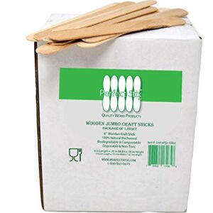 Perfect Stix Craft WTD-1000 Jumbo Craft Sticks, 0.1" Height, 0.6" Width, 6" Length (Pack of 1000)