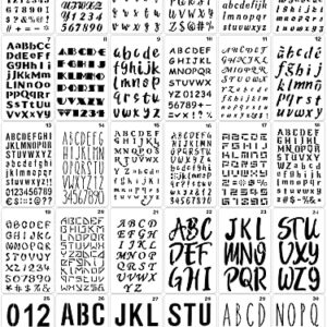 30 Pieces Letter Stencils for Painting 4 x 7 Inch Alphabet Journal Stencils Reusable Plastic Letter and Numbers Stencils Font Templates for Journal Notebook, Diary, Scrapbook Decor Supplies