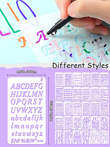 30 Pieces Letter Stencils for Painting 4 x 7 Inch Alphabet Journal Stencils Reusable Plastic Letter and Numbers Stencils Font Templates for Journal Notebook, Diary, Scrapbook Decor Supplies