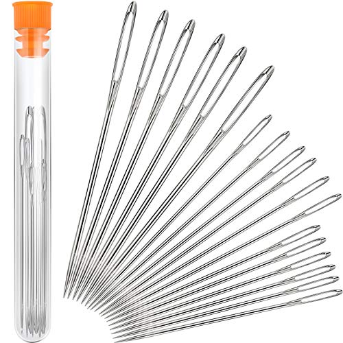 Outus Large-Eye Needles Steel Yarn Knitting Needles Sewing Needles Darning Needle, 9 Pieces (Pointed)