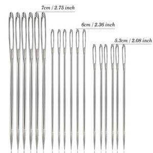 Outus Large-Eye Needles Steel Yarn Knitting Needles Sewing Needles Darning Needle, 9 Pieces (Pointed)