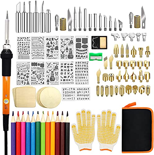 Wood Burning Kit, 110 Pieces Wood Burning Tool with Adjustable Temperature 200~420°C, Professional Wood Burner Pen for Embossing Carving Soldering