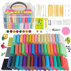 polymer clay kits, oven bake clay model clay, safe and non-toxic diy modeling clay, sculpting clay tools and accessories,ideal gift for children, adults and artists (50 color)