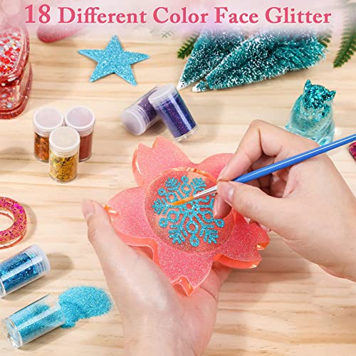 36 Pcs Fine and Chunky Glitter for Resin, Audab Fine Glitter Powder Assorted Holographic Resin Glitter Nail Sequins for Hair, Makeup, Slime, Resin Tumblers, Resin Molds