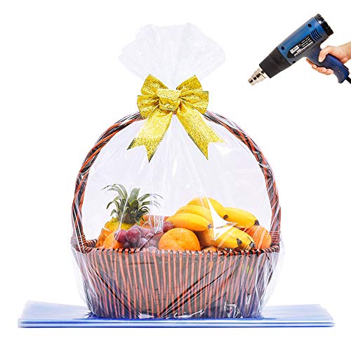 LazyMe Extra Large Jumbo Shrink Wrap Bags Cellophane Bags for Easter Baskets - 40x47 Inch Premium Quality Bags (5 pcs)