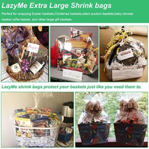 LazyMe Extra Large Jumbo Shrink Wrap Bags Cellophane Bags for Easter Baskets - 40x47 Inch Premium Quality Bags (5 pcs)