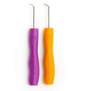 AKB Purple and Orange Ergonomic Loom Knit Hook, 2 Pack