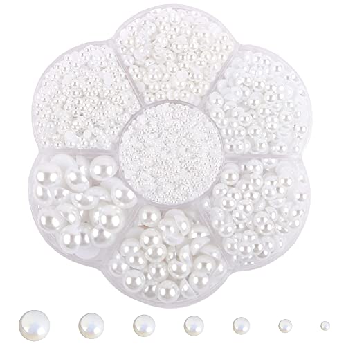 5700 Pcs Half Pearls for Crafts,Nail Pearls for Nails Art for Crafting DIY Accessory,Flatback Pearls gems for Makeup,White Neatly Organized Craft Pearls for Artists Creative (2/3/4/5/6/8/10mm)