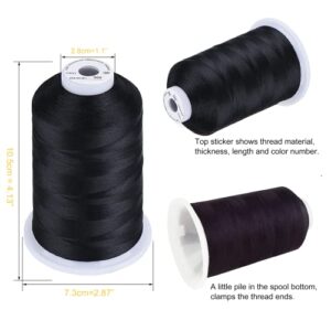 Simthread Embroidery Thread 5500 Yards Black 900, 40wt 100% Polyester for Brother, Babylock, Janome, Singer, Pfaff, Husqvarna, Bernina Machine