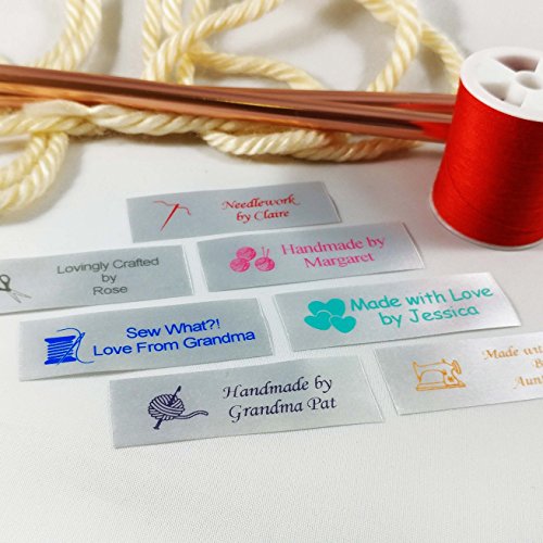 Personalized Satin Sewing Labels for Knitting, Quilting and Sewing Crafts 3/4" x 2 1/2" (20mm x 60mm) (50)