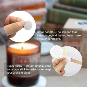 Aubeco 720PCS Candle Wick Stickers, Heat Resistance Double-Sided Stickers with The Little ‘‘Tail’’, Adhere Steady in Hot Wax Stickers for Candle Making