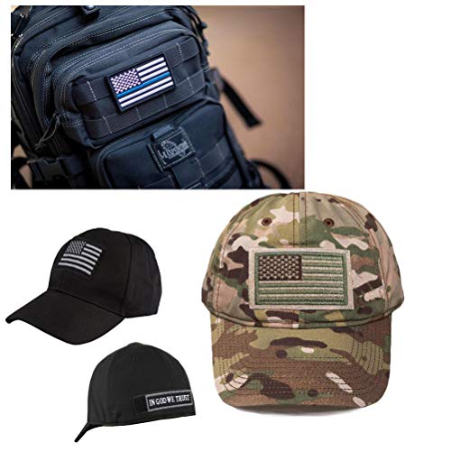Bundle 12 Pieces USA Flag Patch Thin Blue Line Tactical American Flag US United States Military Patches Set for Caps,Bags,Backpacks,Tactical Vest,Military Uniforms (D-USA Patch）