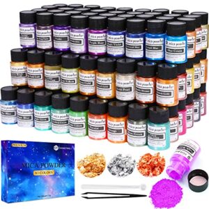 CHANGTIKEJI Mica Powder，63 Color-10g/Bottle of Natural Pigment Powder for Epoxy Resin，Lip Gloss，Eye Shadow,Paint, Dye,Soap Making,Nail Polish,Candle Making,Bath Bombs