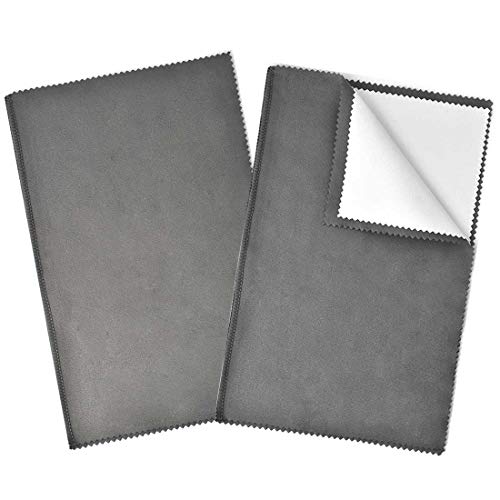 SEVENWELL 2pcs Jewelry Polishing Cleaning Cloth Large 10'' x 12'' for Sterling Silver Jewelry Gold, Diamond, Platinum, Precious Stones, Coins (Gray)