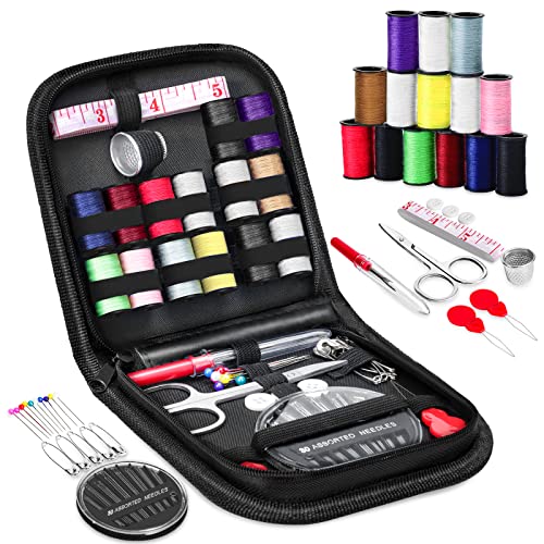 Sewing Kit, 78PCS OKOM Sewing Supplies,Sewing Sroducts,Travel, Adults, Emergency Sewing Kits, Portable & Mini Sew Kit- Filled with Sewing Needles, Scissors, Thread, Tape Measure Set etc-Good Gift