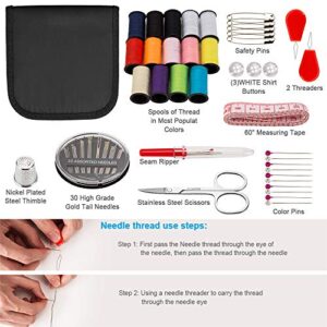 Sewing Kit, 78PCS OKOM Sewing Supplies,Sewing Sroducts,Travel, Adults, Emergency Sewing Kits, Portable & Mini Sew Kit- Filled with Sewing Needles, Scissors, Thread, Tape Measure Set etc-Good Gift