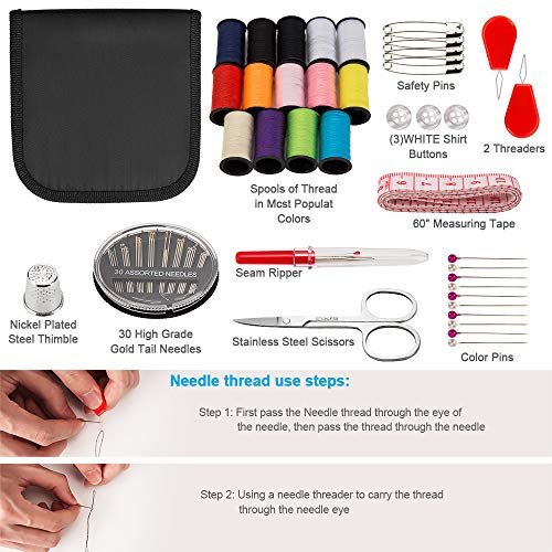 Sewing Kit, 78PCS OKOM Sewing Supplies,Sewing Sroducts,Travel, Adults, Emergency Sewing Kits, Portable & Mini Sew Kit- Filled with Sewing Needles, Scissors, Thread, Tape Measure Set etc-Good Gift