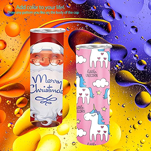 YOUKE OLA 10 Pack Sublimation Tumblers Bulk Straight Skinny Tumbler Blanks 20oz for Heat Transfer, Individual Gift Boxed, Double Wall Insulated Tumbler with Shrink Wrap Films & Heat Tape & Straws