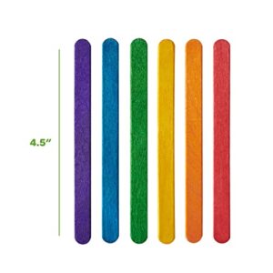 Colored Popsicle Sticks for Crafts - [200 Count] 4.5 Inch Multi-Purpose Wooden Sticks