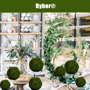 BYHER Natural Green Moss Decorative Ball,Handmade (3.5"-Set of 6)