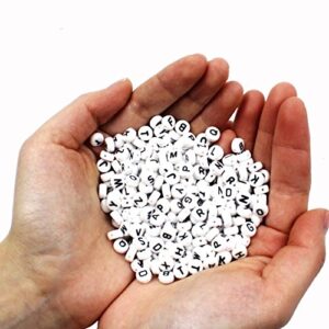 JPSOR 600pcs White Round Letter Beads for Jewelry Making Acrylic Alphabet Beads Bracelets Kit for DIY Necklaces Key Chains Making