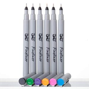 mr. pen- fineliner pens, 0.2 mm, 6 pack, ultra fine, no bleed, bible pens, assorted colors, art pens, pens fine point, drawing pens, sketching pens, pens for drawing, liner pens for drawing